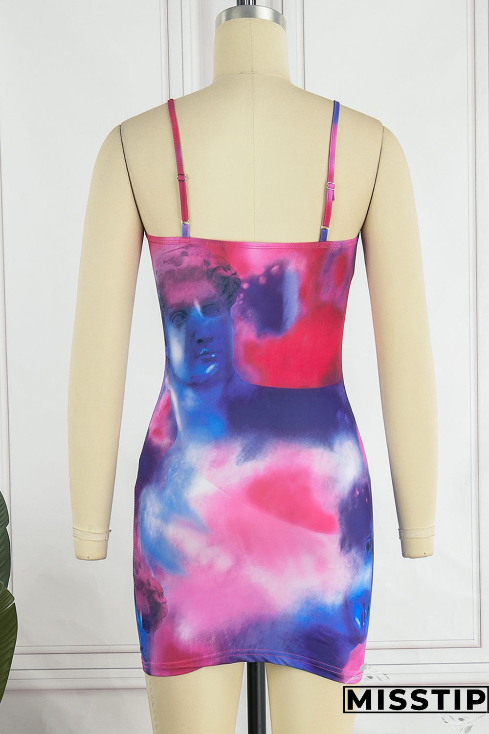 Blue Sexy Casual Print Backless Spaghetti Strap Sleeveless Dress Dresses