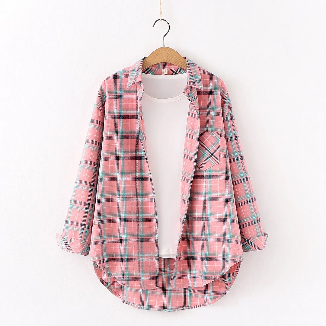 2021 New Women Tops Exquisite Cotton Flannel Plaid Shirt Women Loose Blouses Ladies Long Sleeve Blouse Casual Shirts Blusas