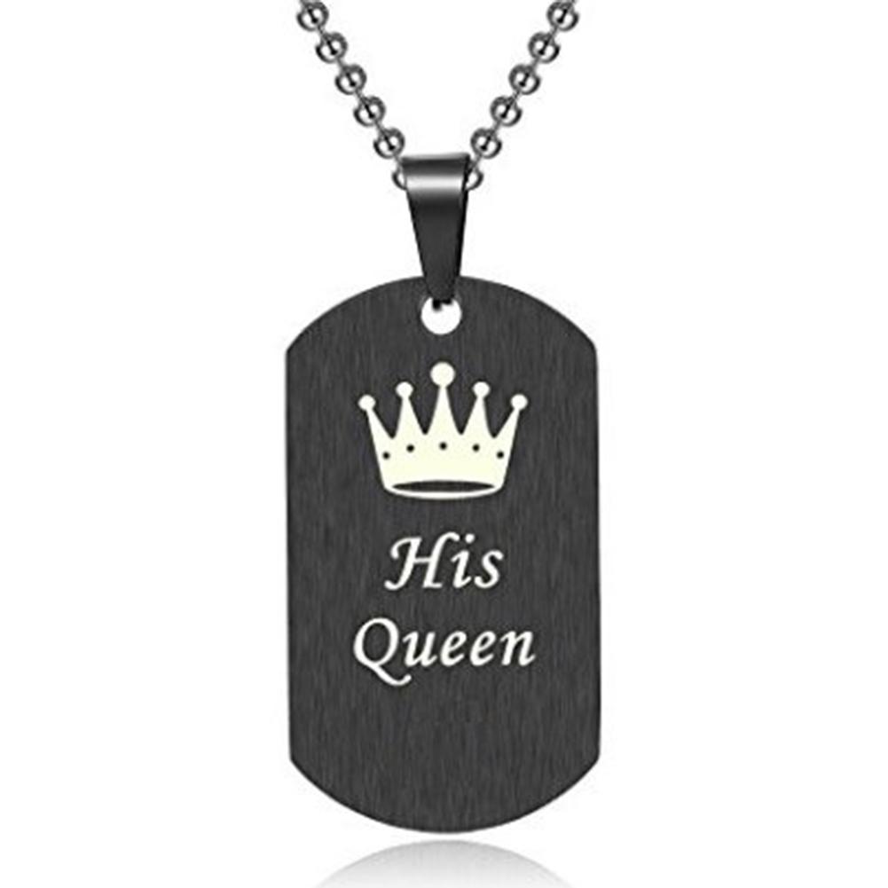

Titanium Steel Tags Pendant Necklace Valentine Crown Letters Choker, 501 Original
