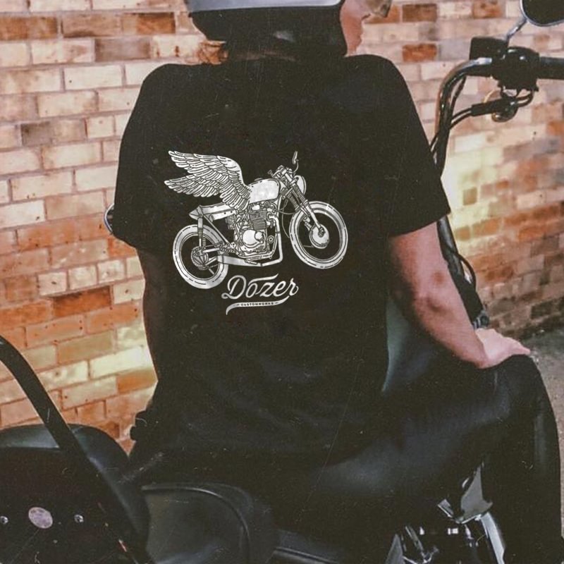 Motorcycle with wings creative printed designer T-shirt