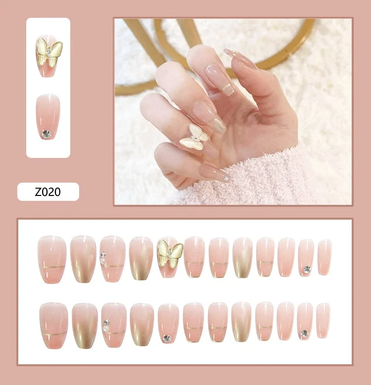 24Pcs/Set 3D Butterfly Three Dimensional Bow Bride Fresh and Elegant White Wear Remov DIY Manicure Nail Art Tools-Nail Inspo