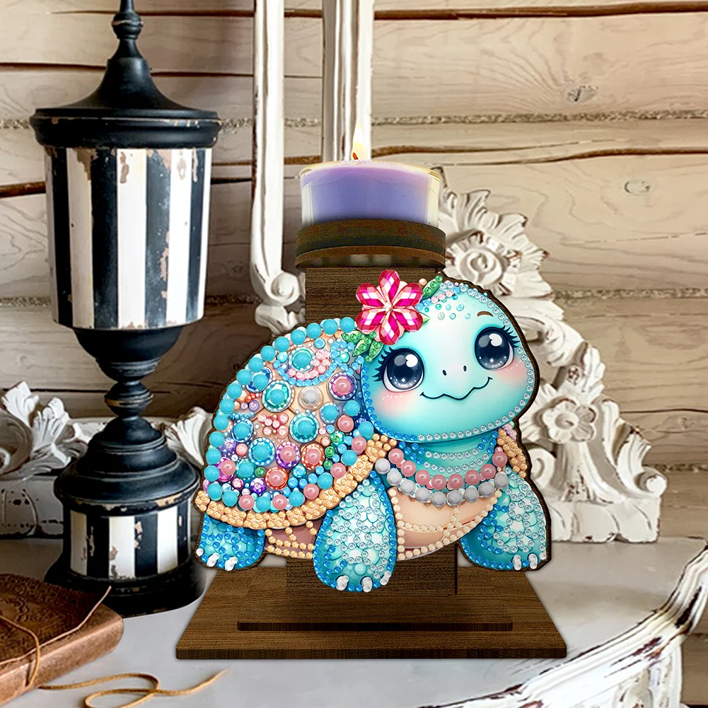 5D DIY Sea Turtle Diamond Painting Desktop Candle Holder Gifts for Family Friend
