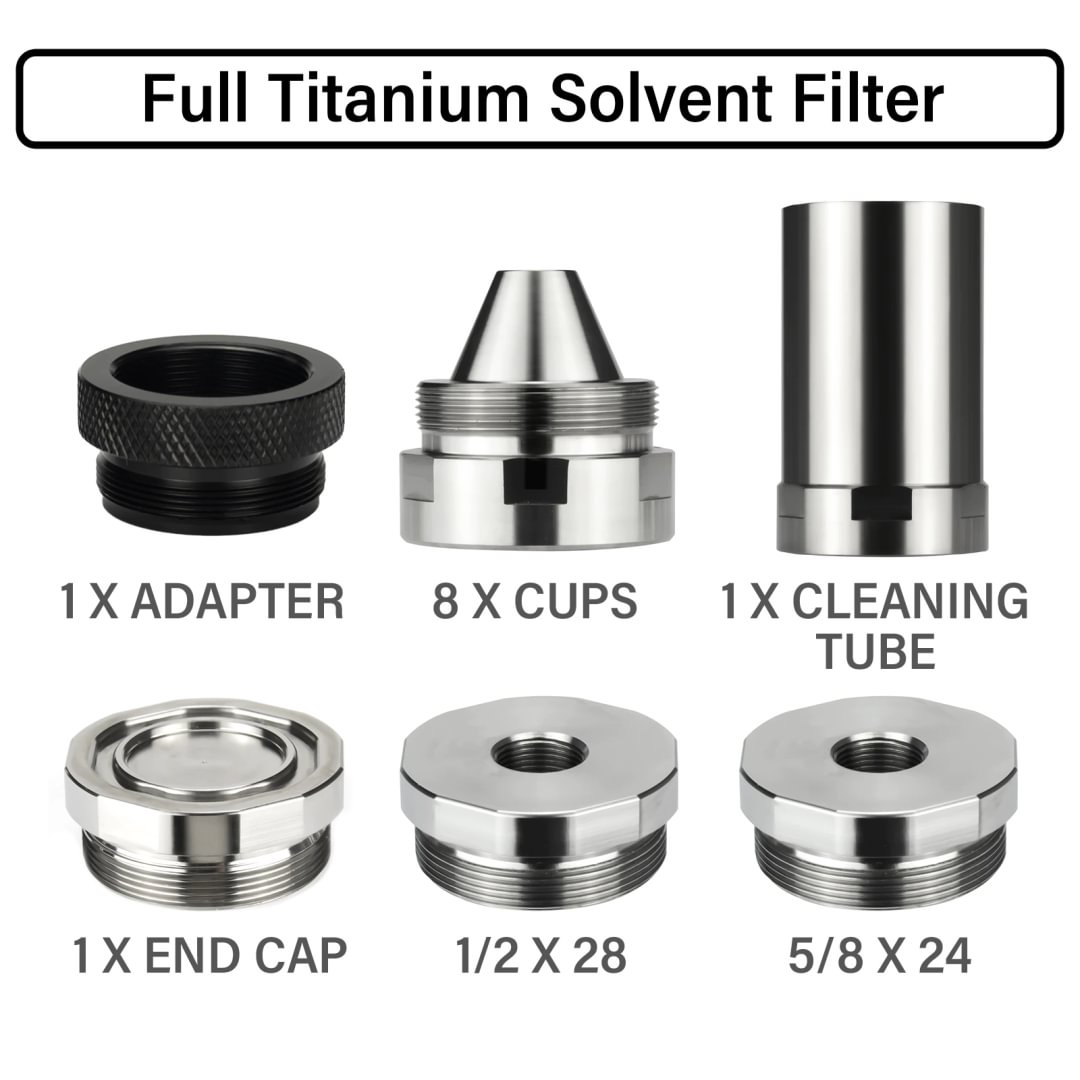 Car Screw Kit 7'L 1.5'' OD Dodecagonal Titanium GR5 Modular Solvent Fuel Filter Trap 1.375x24 Tube,5/8x24+1/2x28 Screw Cones