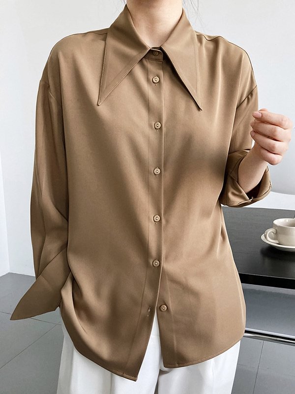 Stylish 3 Colors Solid Color Long Sleeves Blouse
