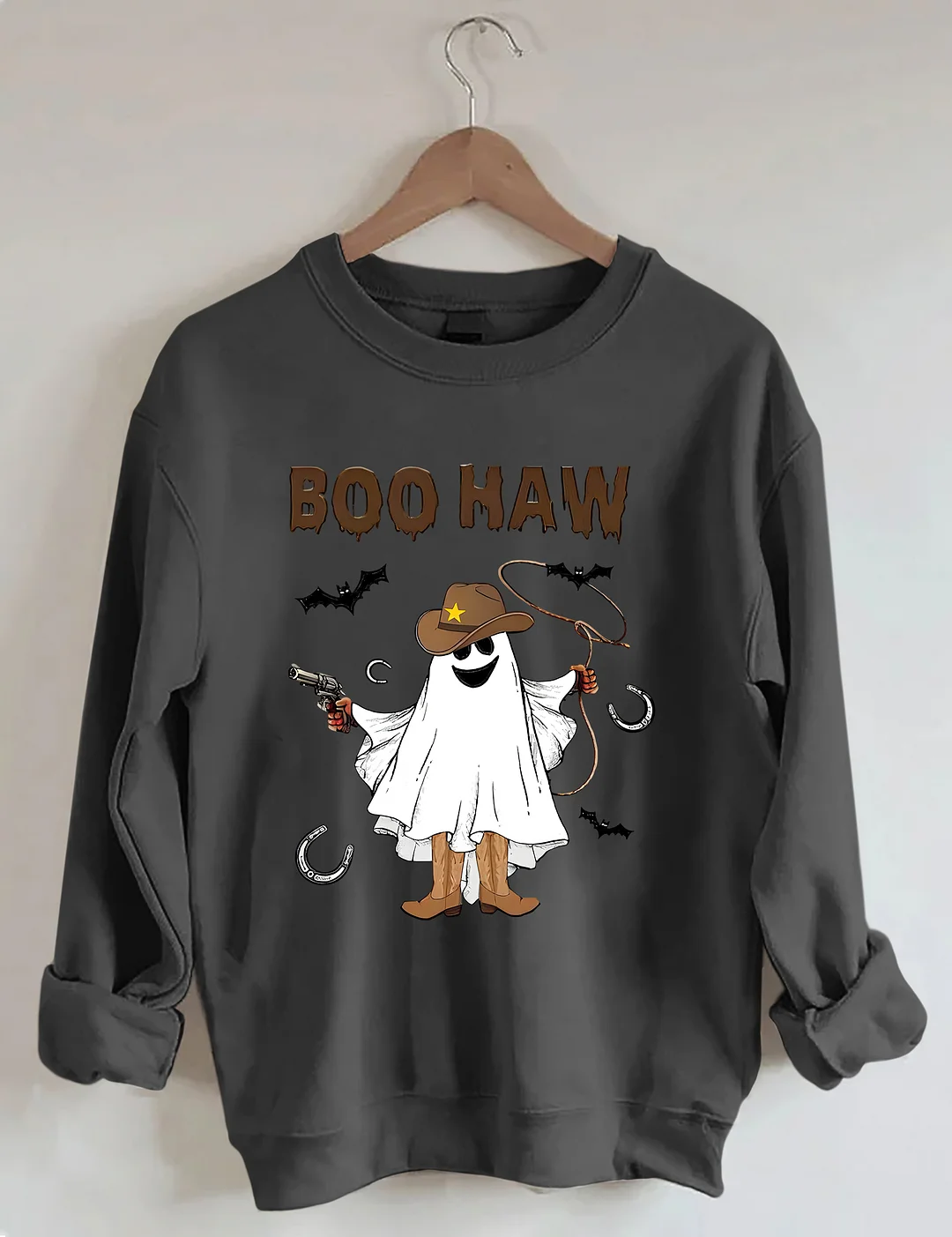 Halloween BOO Haw Western Cowboy Ghost Sweatshirt