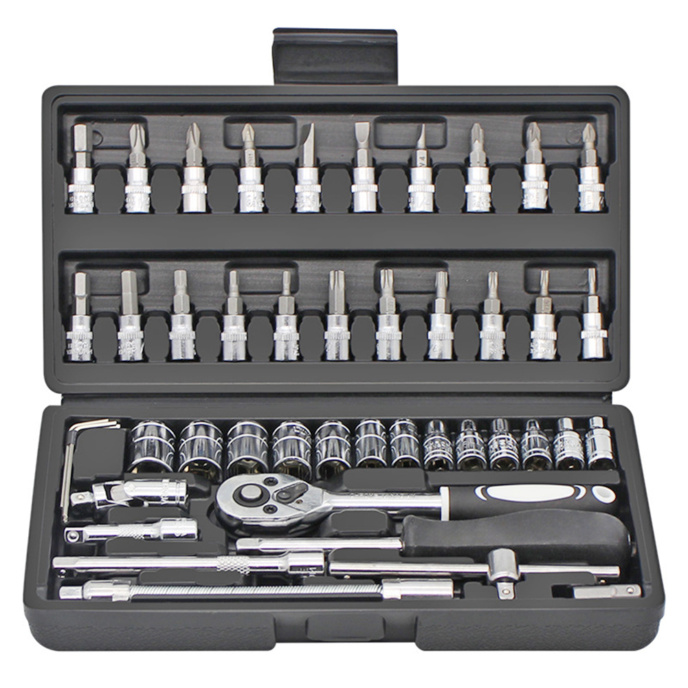 

46pcs Socket Quick Ratchet Wrench Repair Screwdriver Combination Toolbox, 501 Original