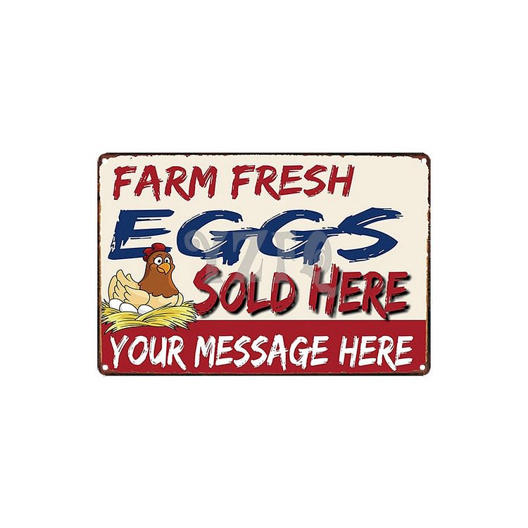 Chicken - Farm Fresh Eggs Sold Here Vintage Tin Signs/Wooden Signs - 7.9x11.8in & 11.8x15.7in