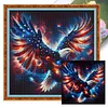 Independence Day USA Bald Eagle Full 11CT 3 Strands DIY Stamped Cross Stitch Kit for Beginners Adults Home Wall Decor Cross Stitch Art and Crafts Kits 40x40cm