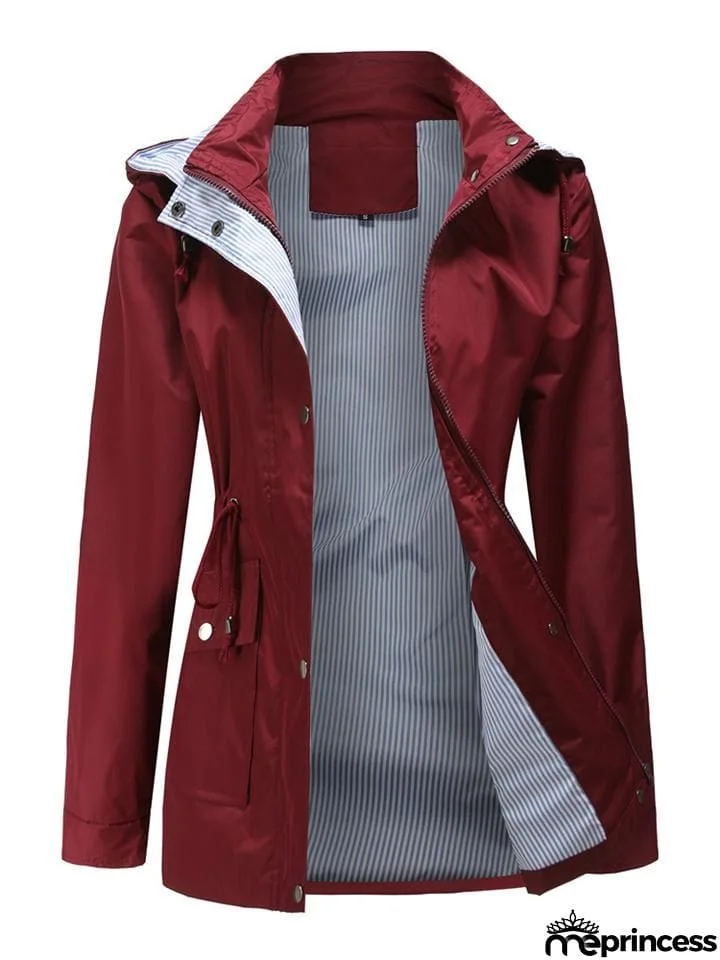 Women's Fashionable Casual Zipper Windbreaker Coat