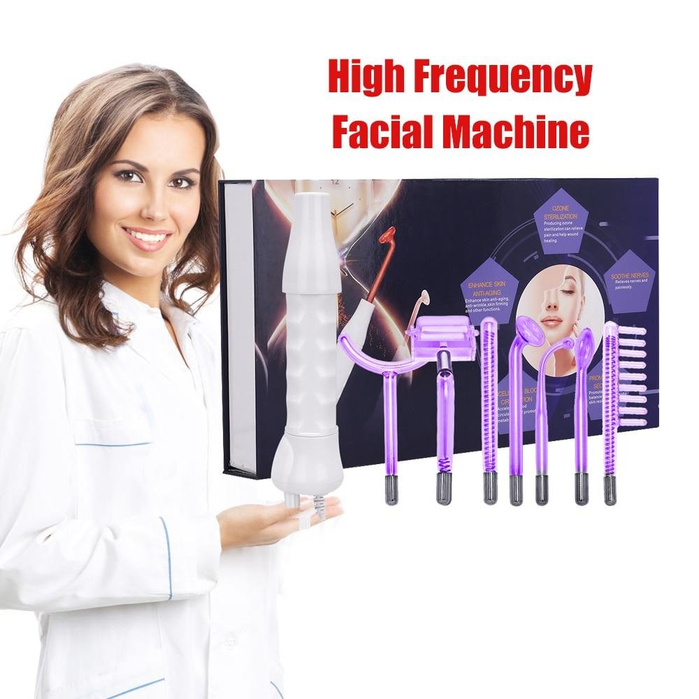 High Frequency Facial Machine 7 In 1 Electrode Glass Tube Spot Acne Wand Face Spa