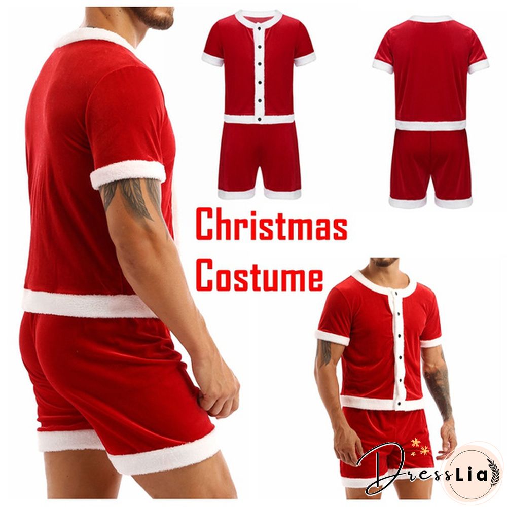 Christmas Party Costume Fancy Dress Outfit Men Button Down Top and Shorts