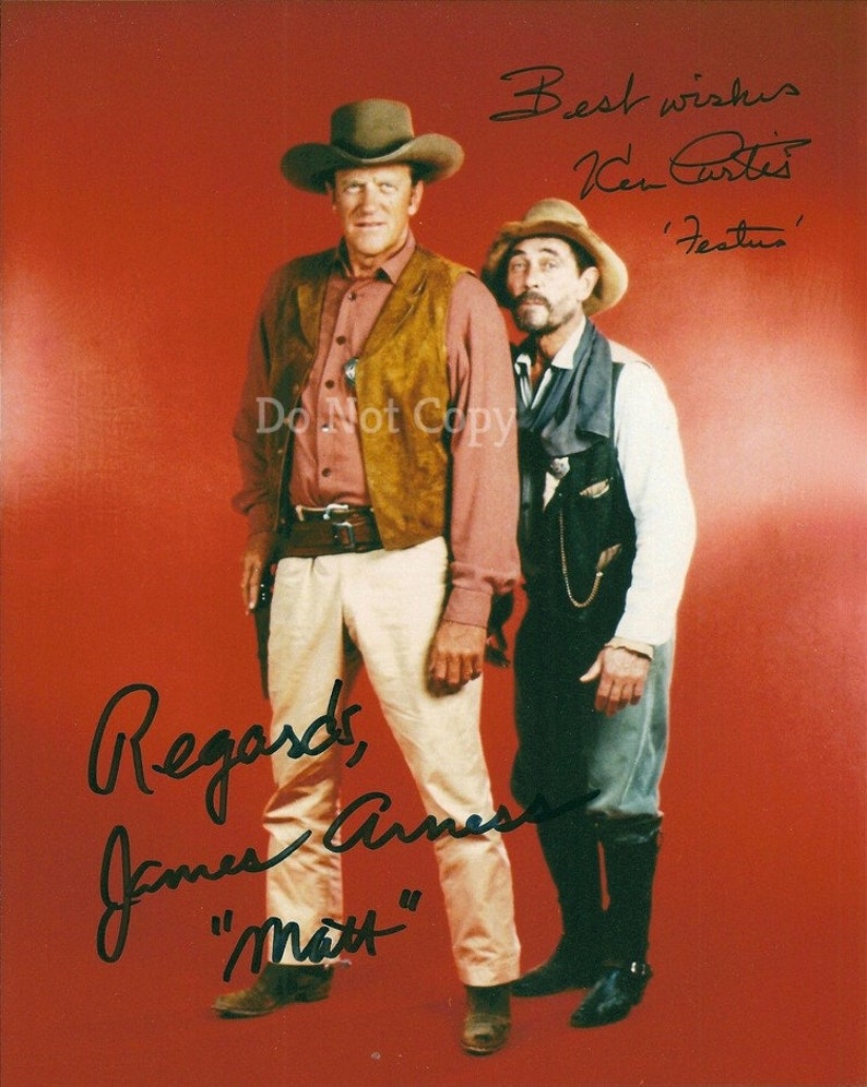 Jim Arness & Ken Curtis Signed Photo Poster painting 8X10 rp Autographed Picture James Gunsmoke Cast