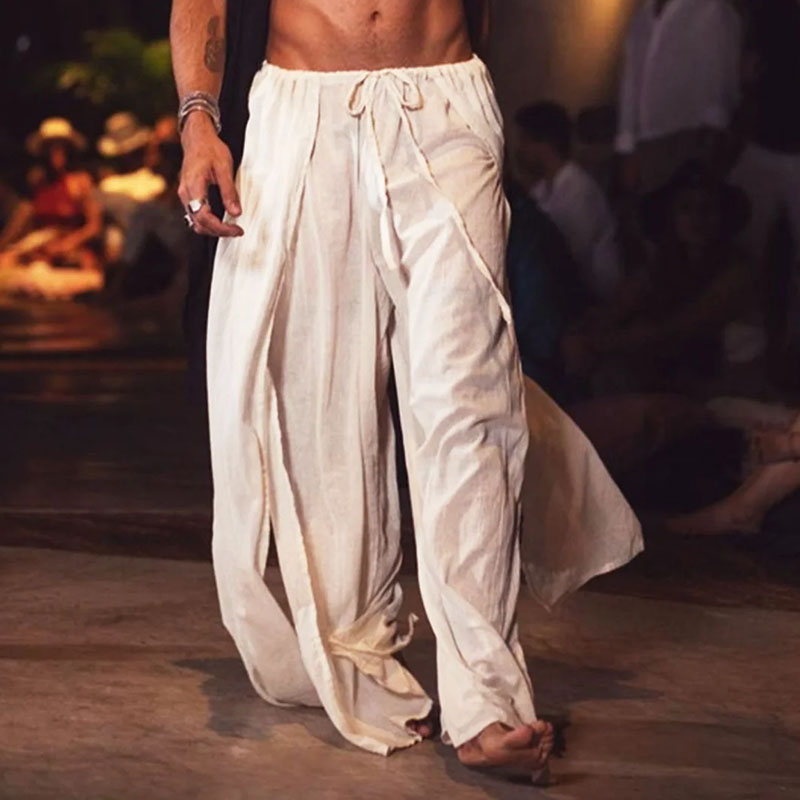 Men&rsquo;s Wide Leg Linen Pants &ndash; Boho Yoga Style
