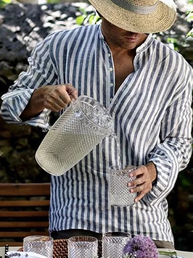Loose Stripe Printed Long Sleeved Shirt