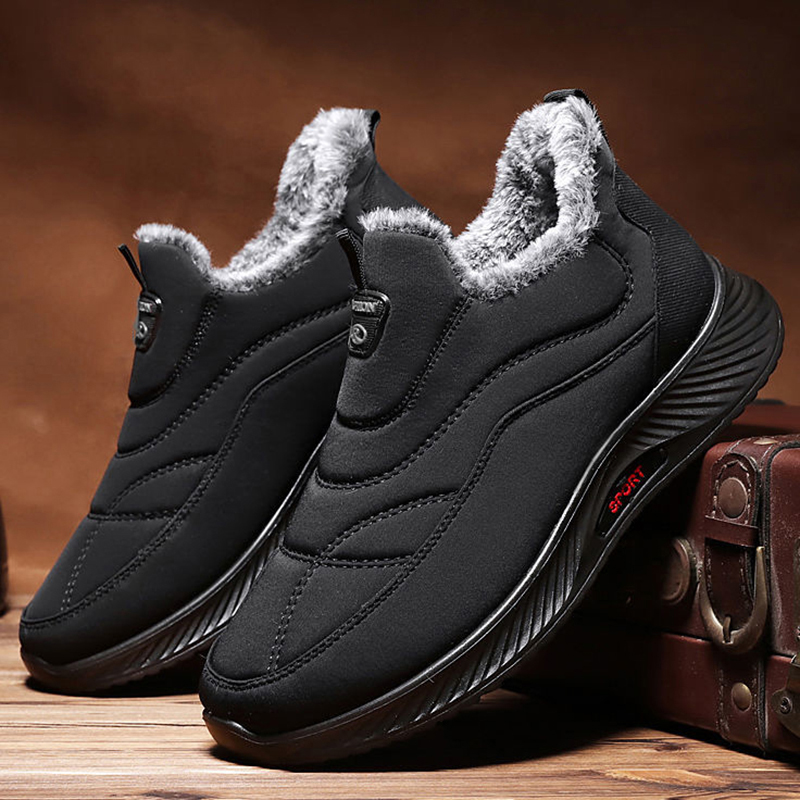 Yelocycle shoes for mens dress Men's Boots Snow Fashion Booties For Men Slip On Ankle Boots Warm Fur Men's Winter Shoes Comfortable Footwear Working Shoes Male