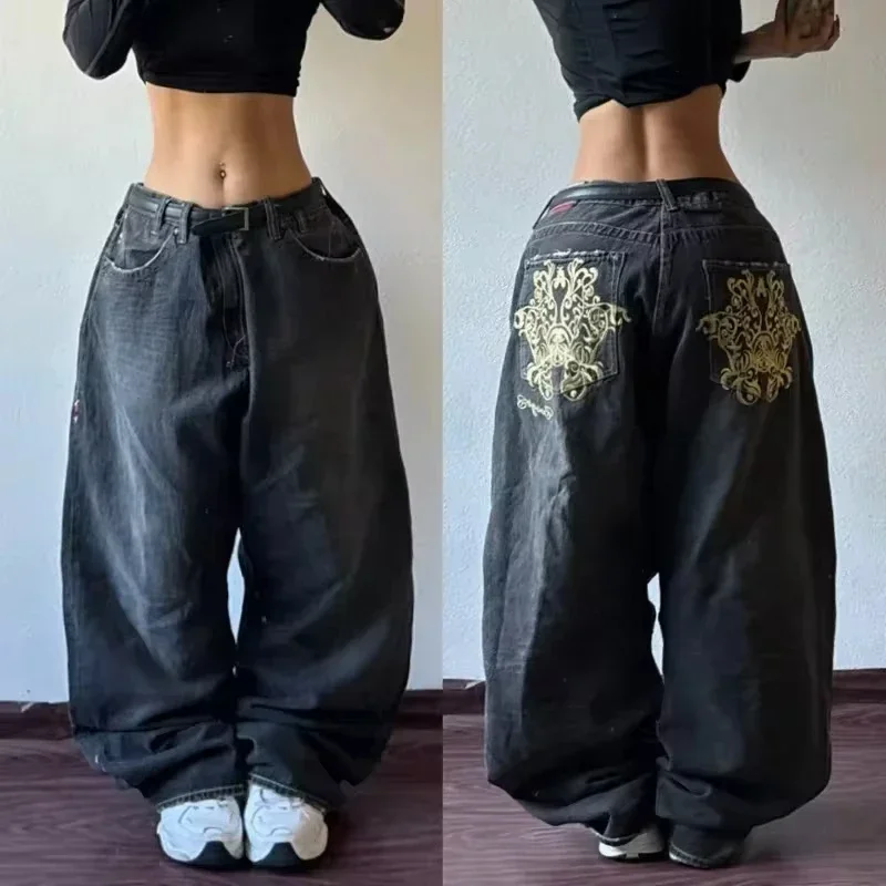 Zeusesim Street Y2K New Fashion Punk Clearance Spot Sale Straight Jeans Women Harajuku Casual Loose Oversized Wide-leg Pants Unisex Jeans