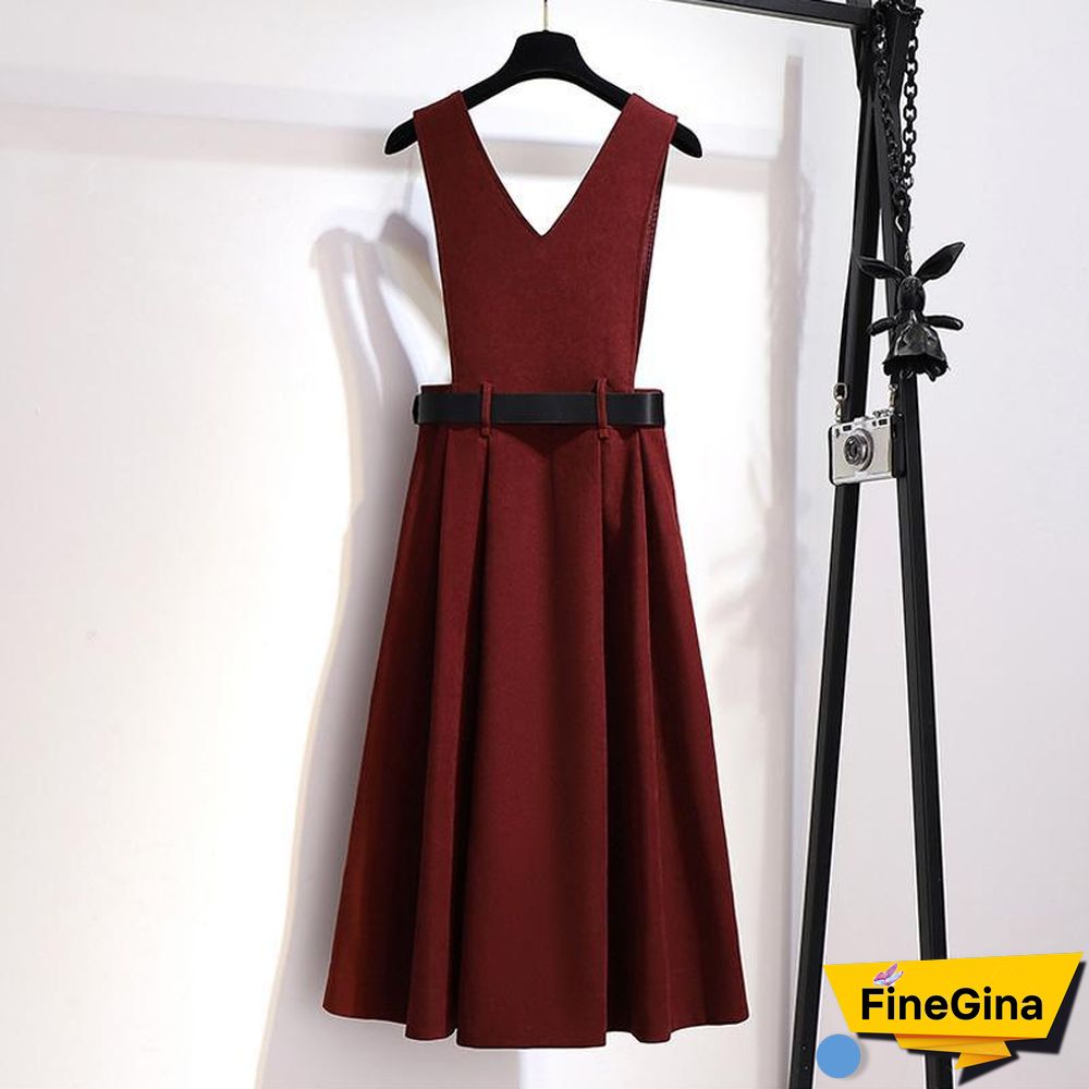 Fashion Chain T-shirt+Strip Dress P11526