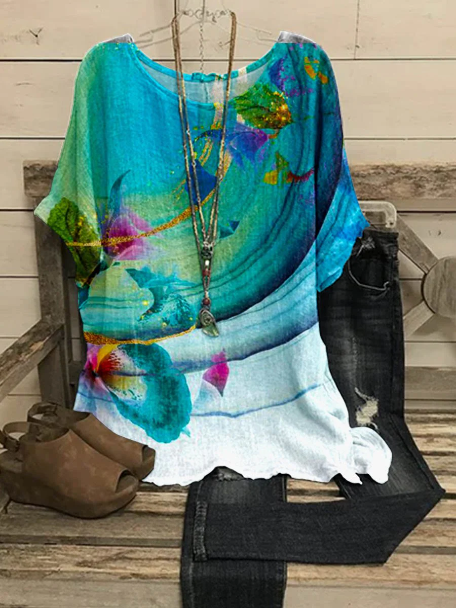 Women's Round Neck Bohemian Vintage Top