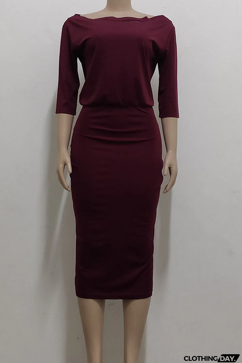 Black Casual Solid Split Joint Off the Shoulder One Step Skirt Dresses