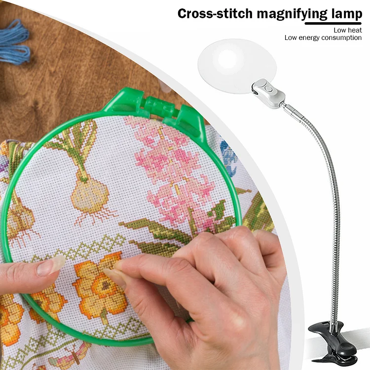 Magnifying Glass Desk Lamp with Clamp for Diamond Painting Cross Stitches