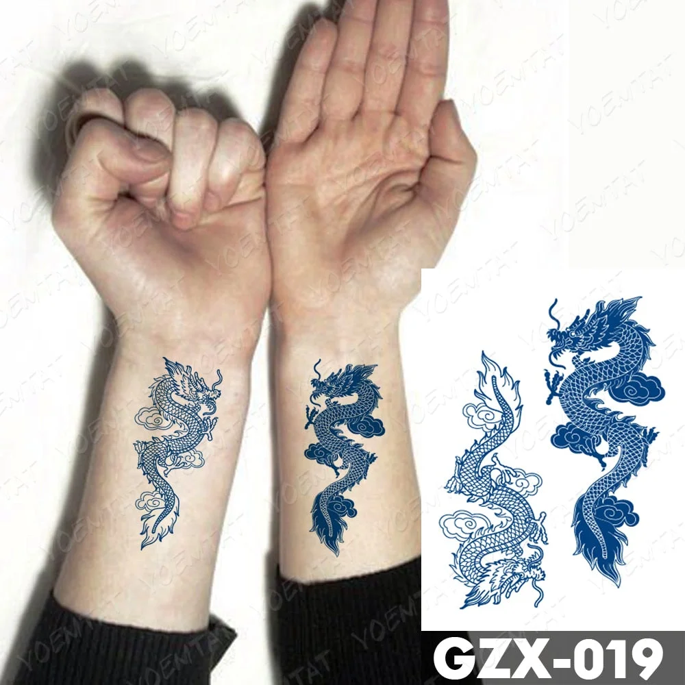 Juice Ink Lasting Waterproof Temporary Tattoo Sticker Japanese Dragon Totem Tattoos Sun Wing Body Art Arm Fake Tatoo Women Men