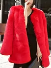 Fashion Solid Color Faux Fur Long Sleeves Warm Coat