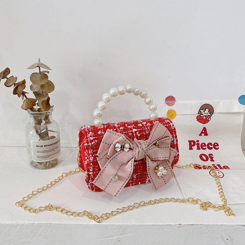 Kid’S Cotton Flower Cute Square Flip Cover Crossbody Bag