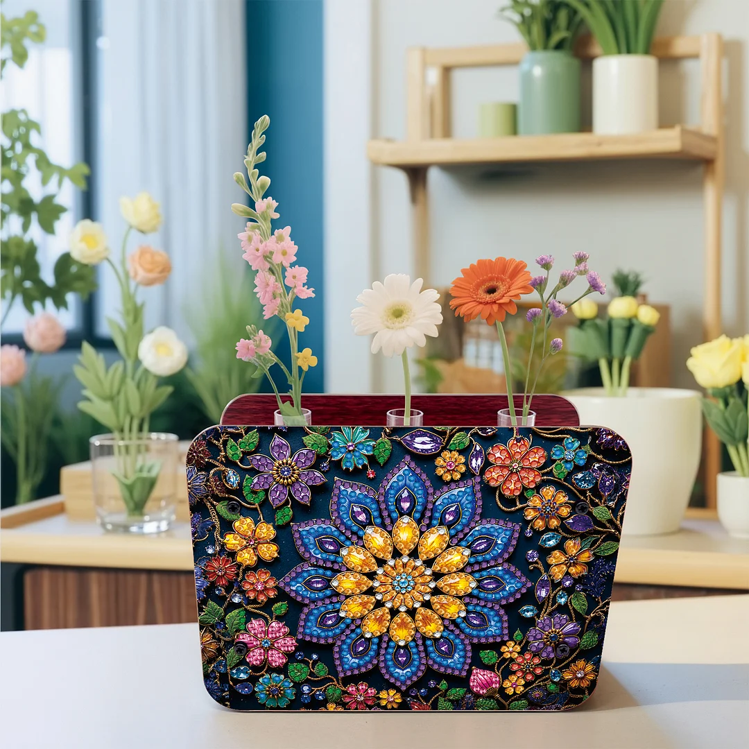 Mandala DIY Flower Vase Wooden Double Sided Desktop Diamond Art Kit Home Decor