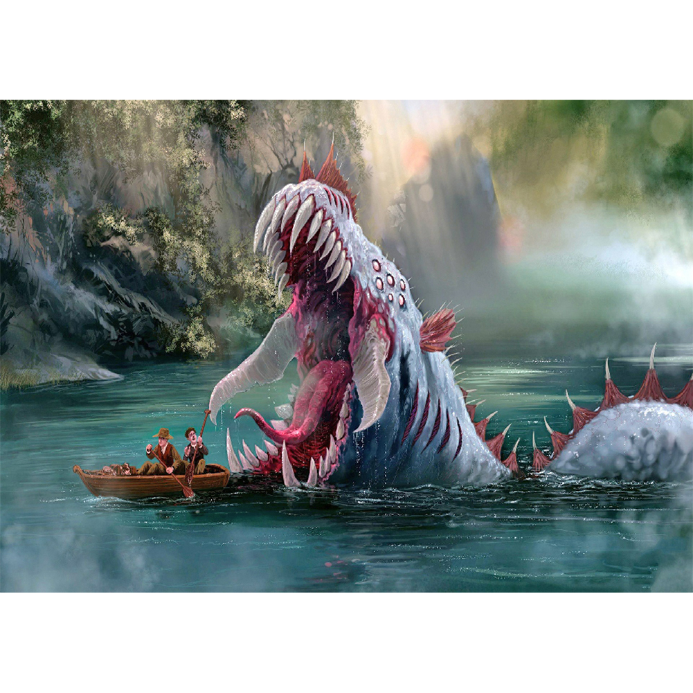 

30*40CM - Round Drill Diamond Painting - Fierce Monster, 501 Original