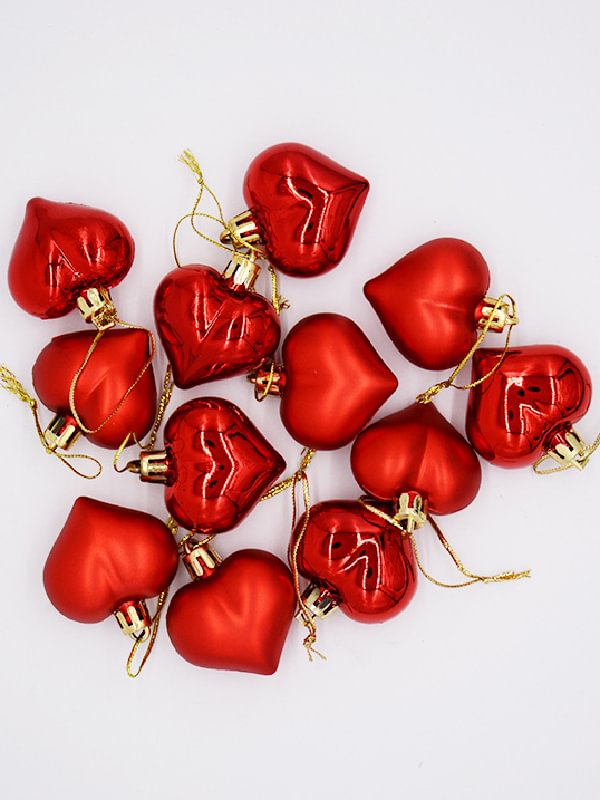 12Pcs Heart Christmas Tree Hangings Festival Decoration Accessories