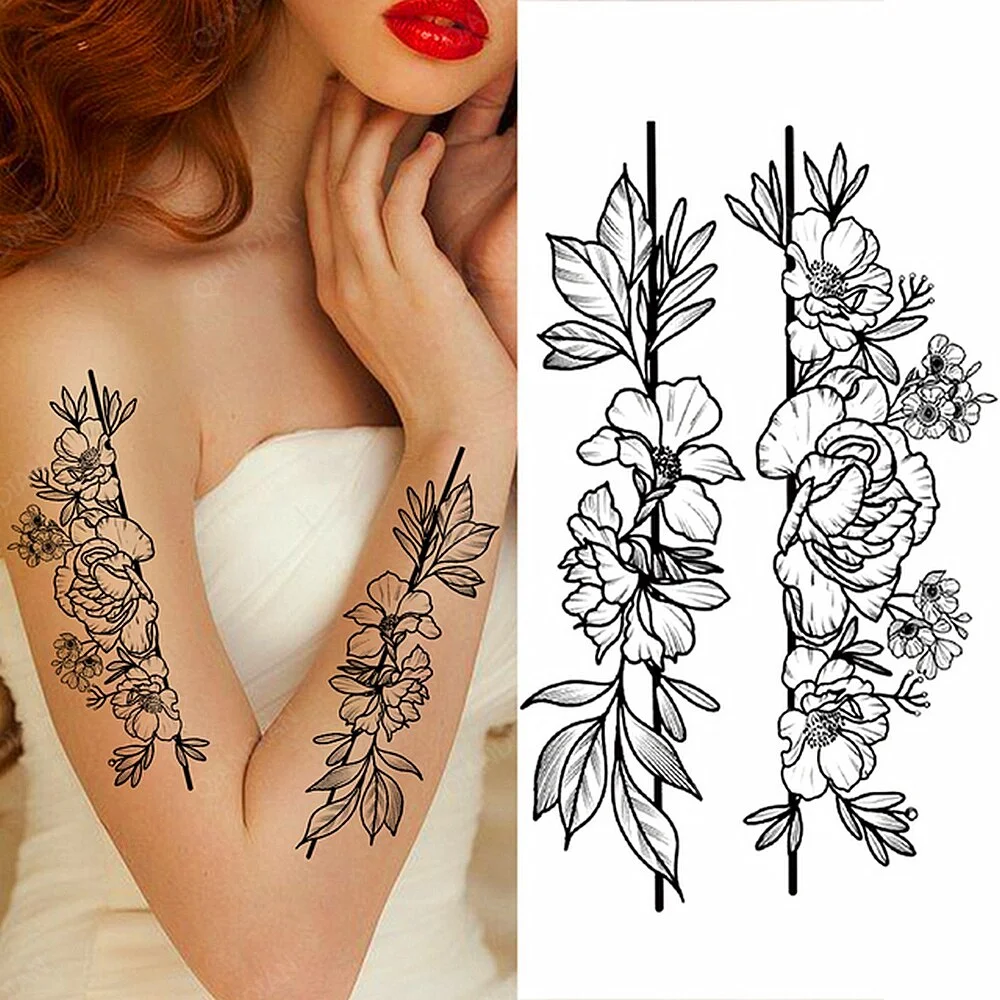 Arm Temporary Tattoo Tiger Flower Lion Rose Wing Wolf Mountain Dolphin Body Chest Leg Waterproof Sticker Tatoo Fashion Man Totem