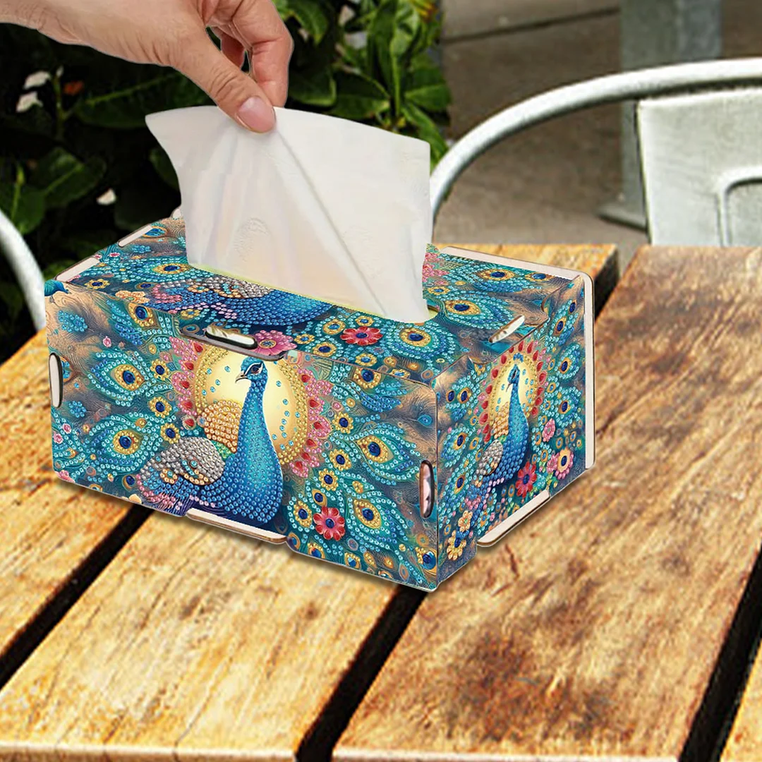 Wooden Diamond Painting Tissue Box for Home and Office Decoration(CZH004)