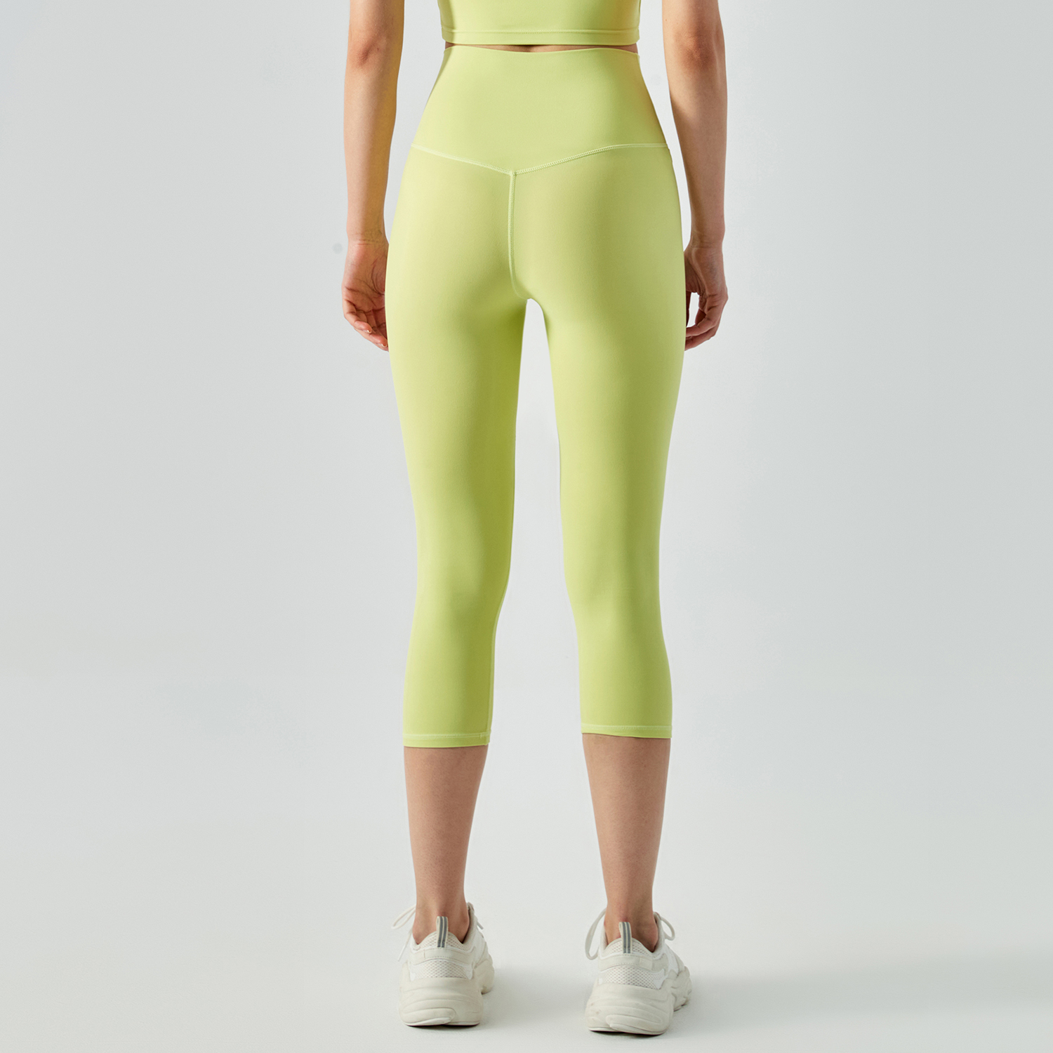 Buy Hergymclothing Lime Green no front seam slim fit freely stretchable fitness squat proof not see through comfy workout sports gym capri at an affordable price