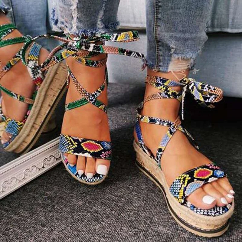 Summer Leather Vintage Women Sandals Buckle Casual Sewing Women Retro Sandalias Female Ladies Platform Ladies Shoes Flat Toe