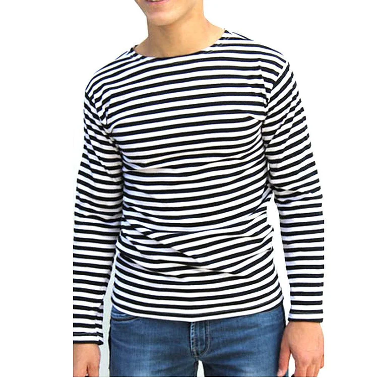 Men's Striped Round Neck Long Sleeve T-Shirt