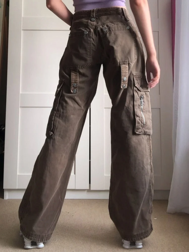 Rapcopter Y2K Bandage Jeans Aesthetic Vintage Baggy Cargo Pants High Waisted Casual Basic Korean Sweatpants Women Streetwear 90s