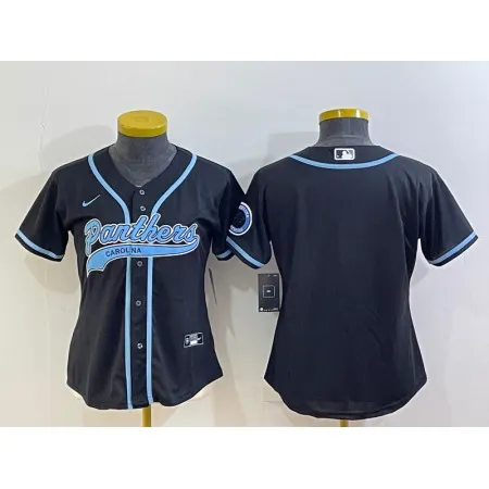 Youth Carolina Panthers Blank Black With Patch Cool Base Stitched Baseball Jersey