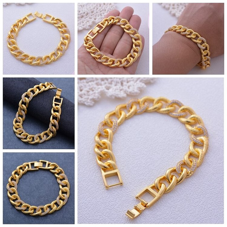 Ethiopia  Fashion Charm AAA Cubic White Zircon Gold Color Jewelry Bracelets For Woman