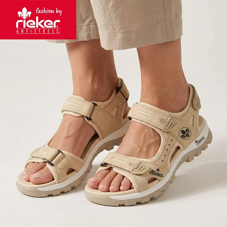 RIEKER ženski udobni ortopedski sandali iz naravnega usnja 54C1292