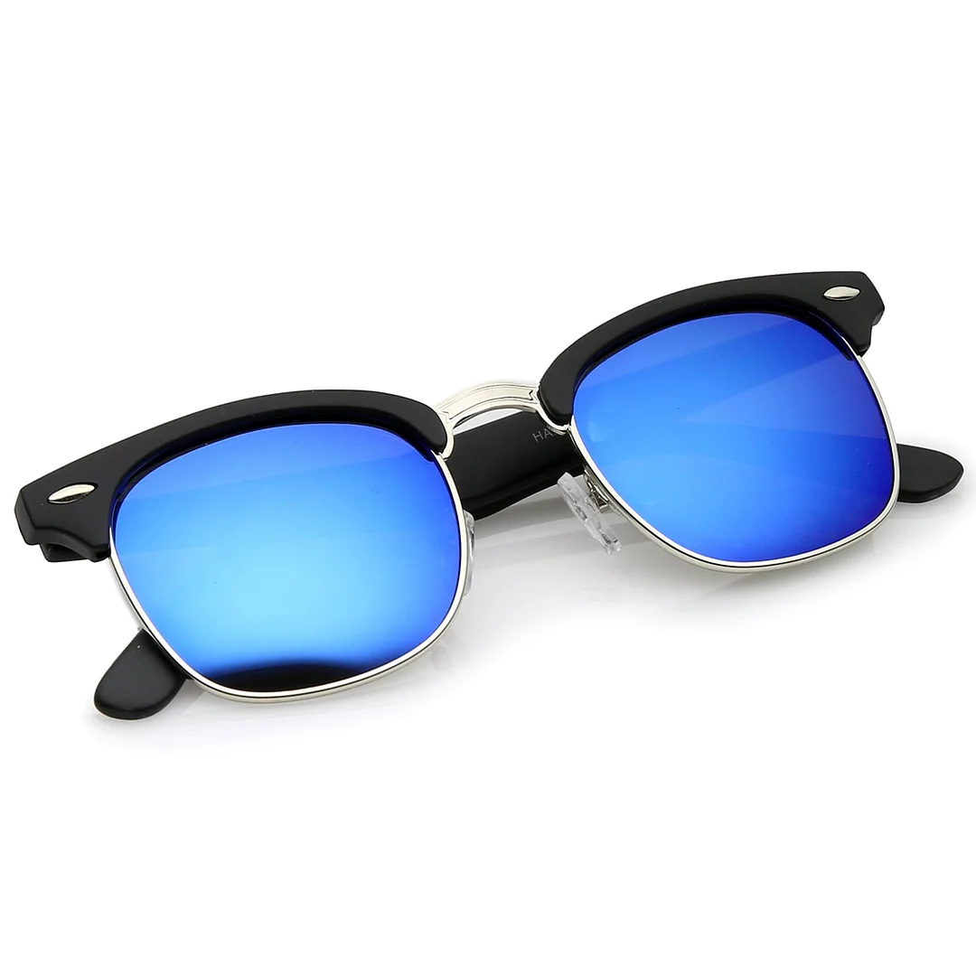 Premium Half Frame Colored Mirror Lens Horn Rimmed glasses 50mm