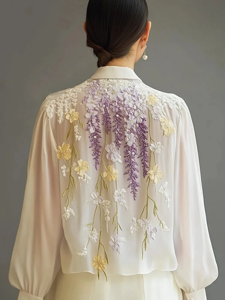 Women's Mesmerising Floral Embroidered Chiffon Shirt