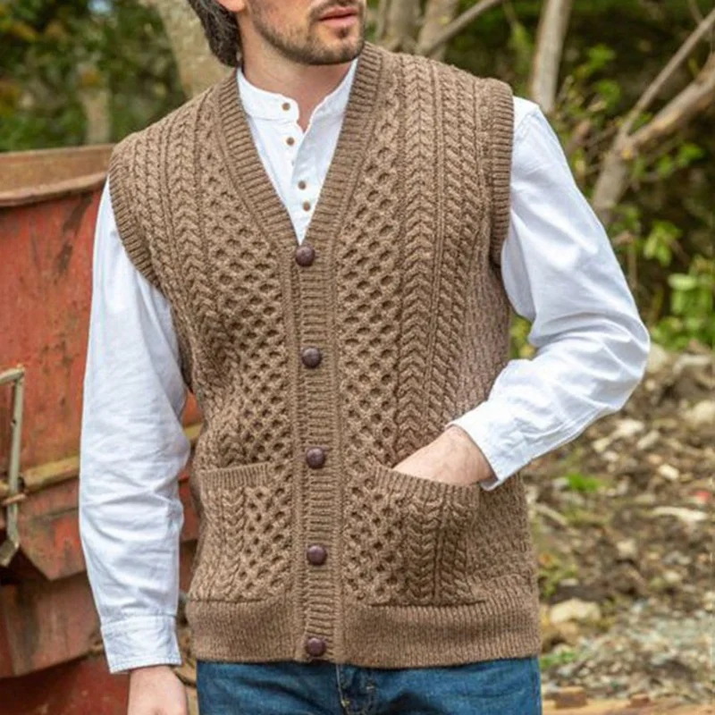 Men's V-Neck Sleeveless Woolen Vest