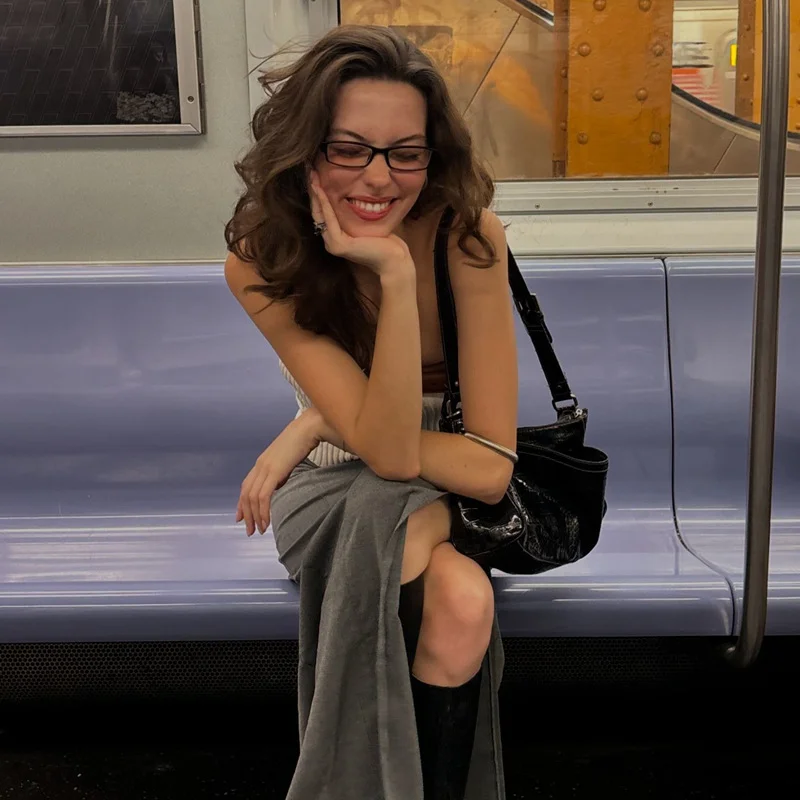 Uveng Uveng 2024 New Fashion Sexy Street Hot Girl Short Knit Bottom Small Vest Top