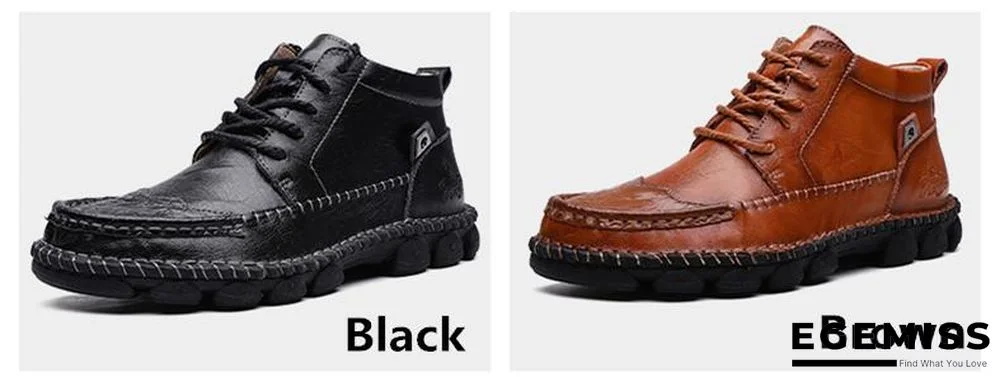 Cow Split Leather Men Boots Comfortable Boots Men Footwear Rubber Ankle Boots Men's Shoes | EGEMISS