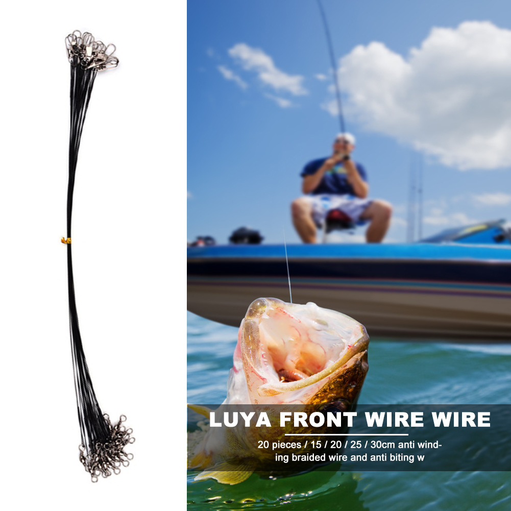 

20pcs Anti-bite Fishing Line Steel Wire Leader with Swivel Fishing Tackle, Black, 501 Original