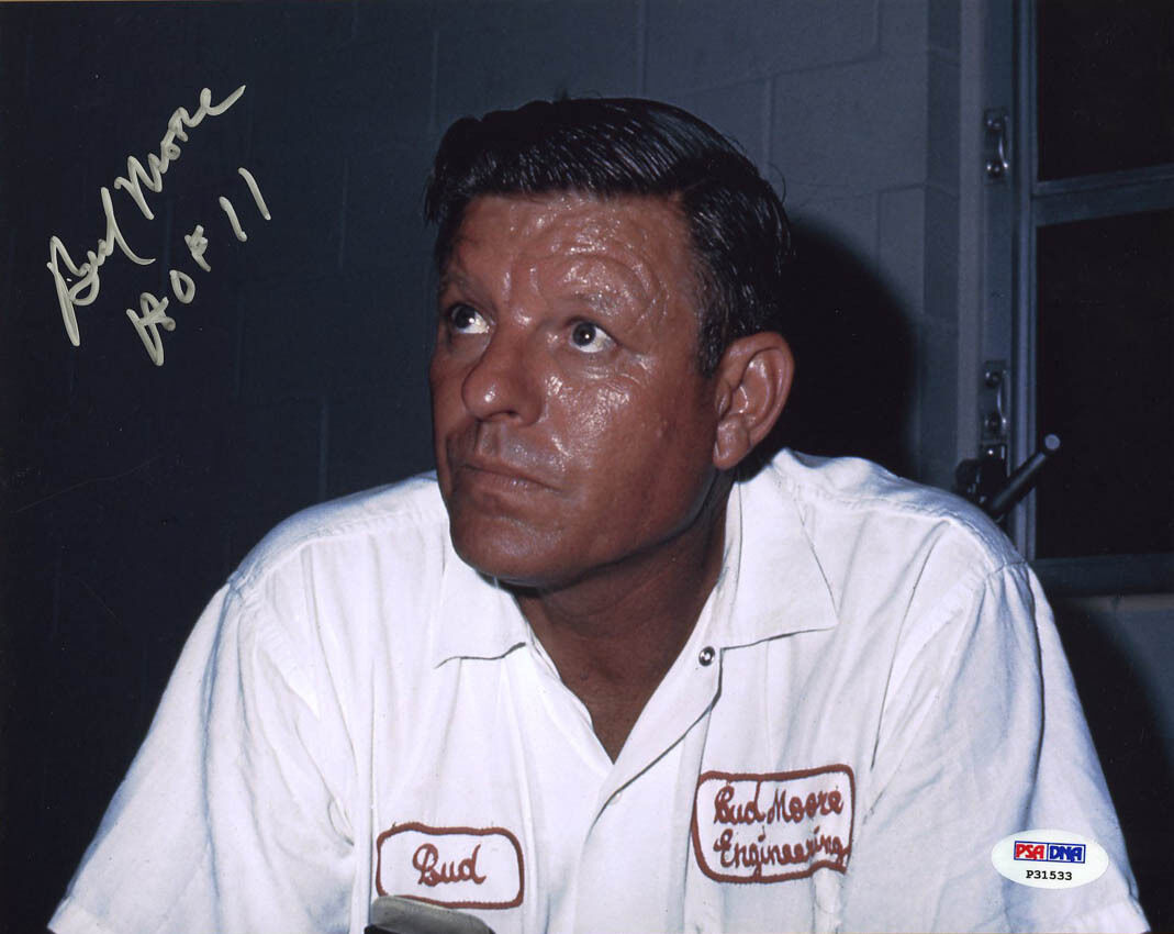 Bud Moore SIGNED 8x10 Photo Poster painting + HOF 11 NASCAR LEGEND Owner PSA/DNA AUTOGRAPHED