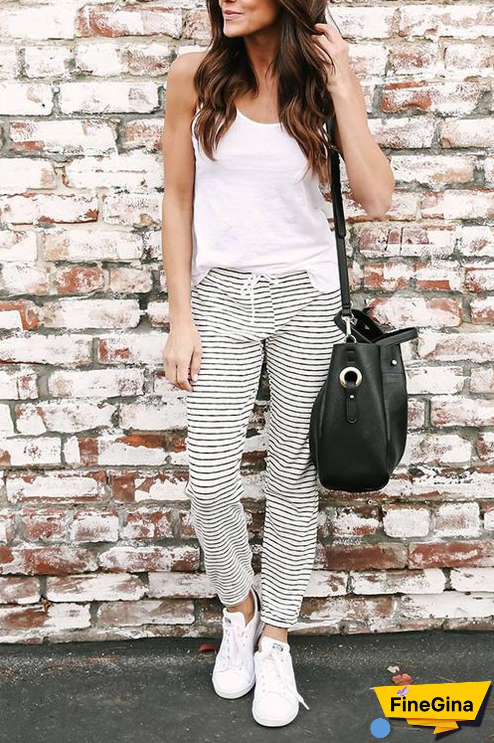 Lace-up Striped Drawstring Pants