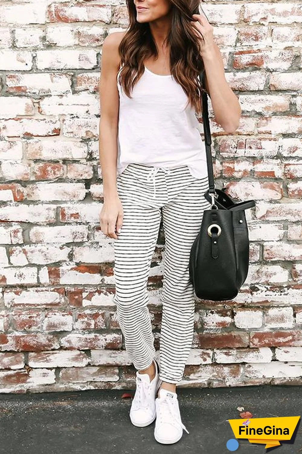 Lace-up Striped Drawstring Pants