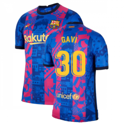 FC Barcelona Gavi 30 UCL Third Trikot 2021-2022