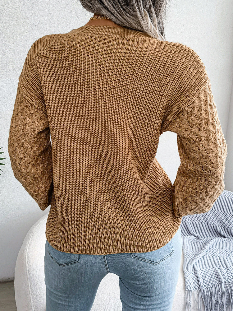 Women's Winter Solid Color Casual Long Sleeve Crew Neck Sweater